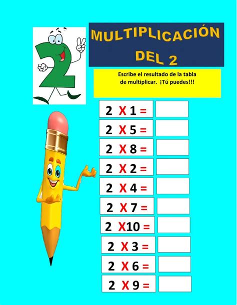 Ejercicio De Multiplicación Del 2 Worksheets Pen Multiplication