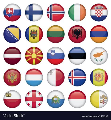 European Buttons Round Flags Royalty Free Vector Image