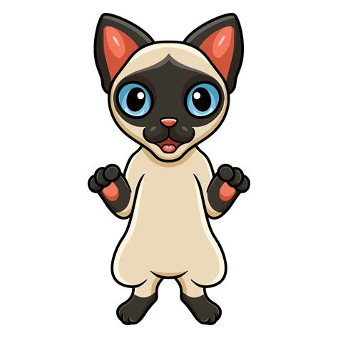 Cute Siamese Cat Cartoon Standing 16613939 Vector Art At Vecteezy