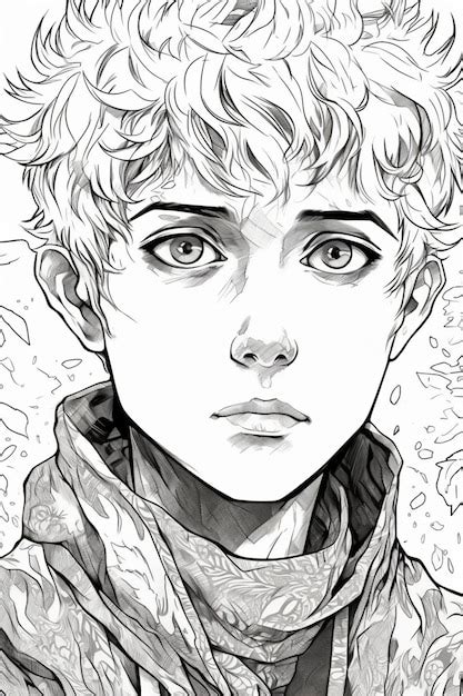 Premium Ai Image A Sketch Of A Boy With Curly Hair