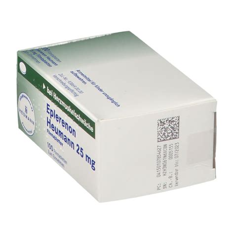 Eplerenon, birincil hipertansiyonlu hastalarda kan basıncını düşürür. EPLERENON Heumann 25 mg Filmtabletten 100 St - shop ...