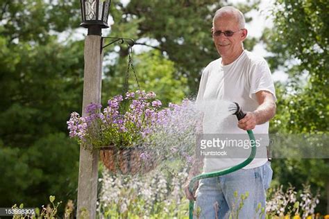 Old Man Watering Flower Photos And Premium High Res Pictures Getty Images