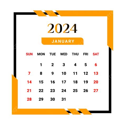 January 2024 Calendar Design Vector January 2024 January