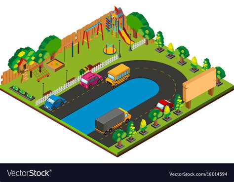 3d Design For Park With Playground Royalty Free Vector Image