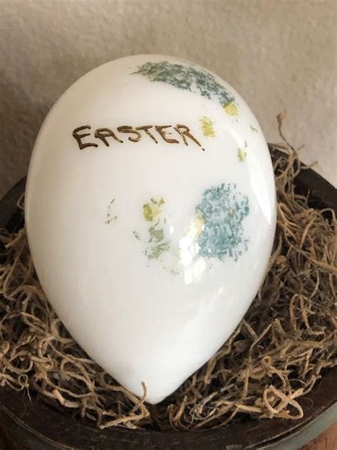 Antique Easter Egg Victorian Milk Glass Hand Painted Etsy Hand