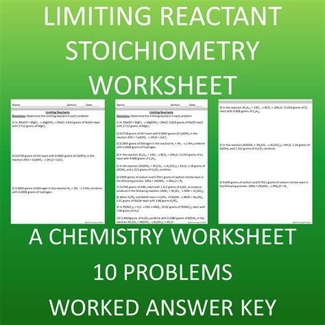 Limiting Reactant Stoichiometry A Chemistry Worksheet Classful