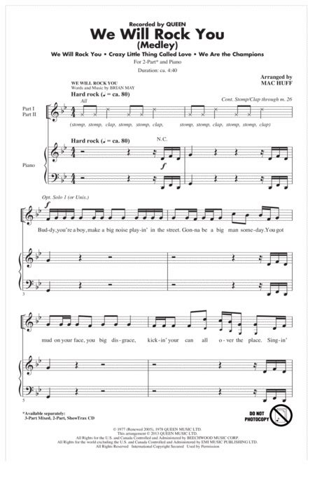 We will rock you is a song written by brian may and recorded by queen for their 1977 album news of the world. Download We Will Rock You (Medley) Sheet Music By Queen - Sheet Music Plus