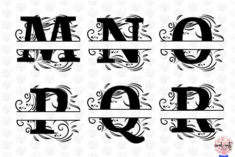 Floral Split Monogram Frame Letters Svg File Free Fonts Beautiful