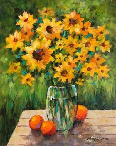 Daily Paintworks Sunflowers In The Garden Original Fine Art For