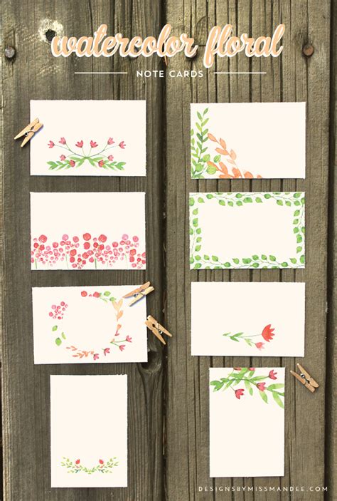 A note can be used to make one or more cards. Watercolor Floral Note Cards | Designs By Miss Mandee