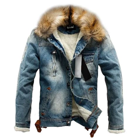 Men Winter Denim Jackets Hooded Blue Denim Coats New Fashion Men Wool