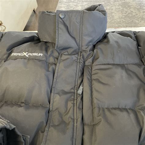 Zero Xposur Men Down Coat Jacket Medium Black Puffer Hidden Hood Unisex