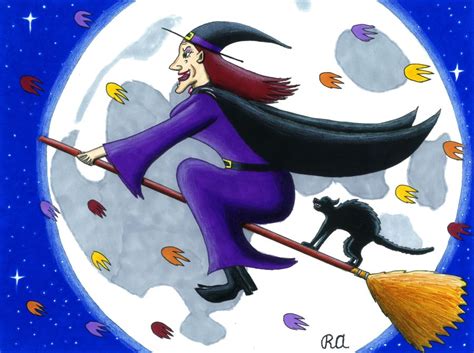 Witch Flying On A Broom In The Autumn By Walterringtail On Deviantart