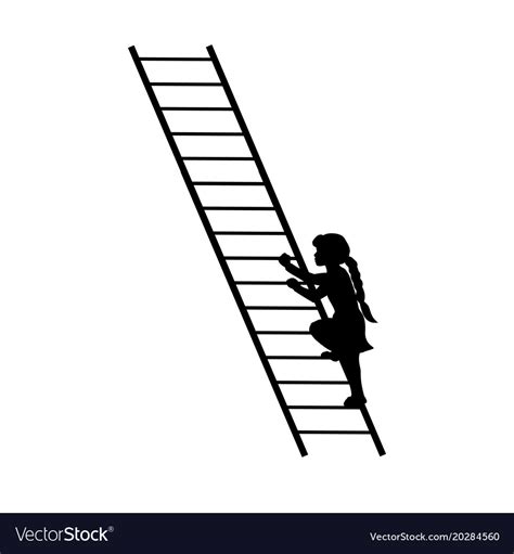 Silhouette Girl Up Climbing Stair Royalty Free Vector Image
