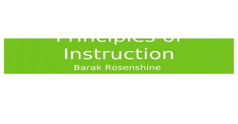 Principles Of Instruction Barak Rosenshine 10 Research Based