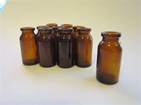 10 Small Brown Glass Bottles With Corks Or Without Vials Etsy
