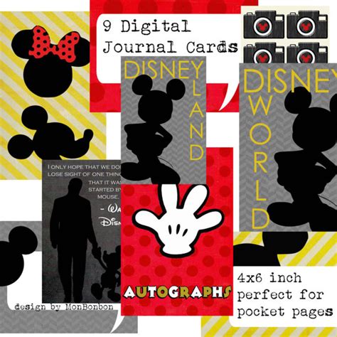 Nine Digital Magic Vacation Journal Cards Perfect For Etsy Disney