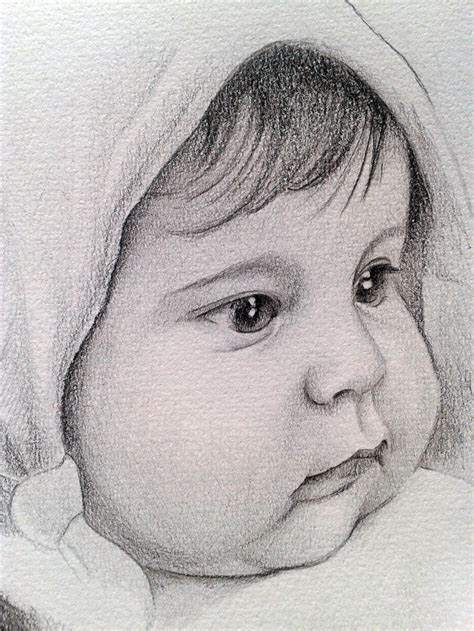 Ilustración Y Pintura María José Salgueiro 46 Retrato De Bebé A Lapiz