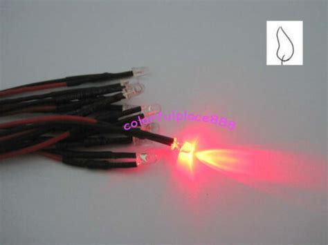 100 X 3mm Red Flicker 9v 12v Dc Pre Wired Water Clear Led Leds Candle Light 20cm Ebay