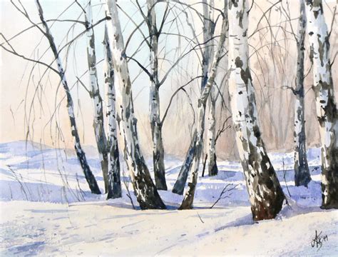 The Birch Trees In Winter By Mashami On Deviantart