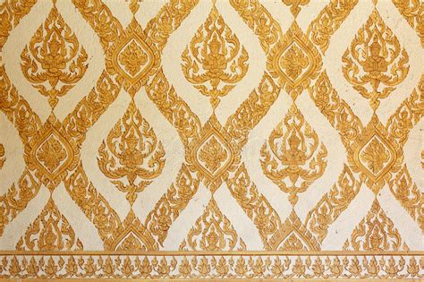 Thai Traditional Classic Pattern On Temple Wall Stock Photo Image Of