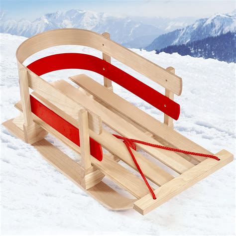 Premium Pull Sled Portable Wooden Sleigh Snow Sledge With Solid Wood
