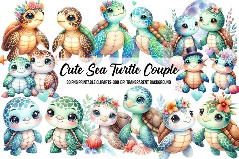 Cute Sea Turtle Couple Sublimation Graphic By MockstarStudio Creative