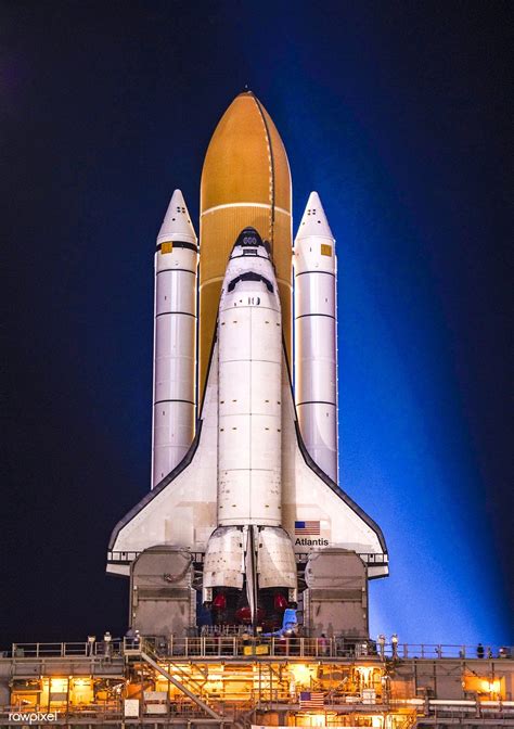 Space Shuttle Atlantis Attached To Its Bright Orange External Fuel
