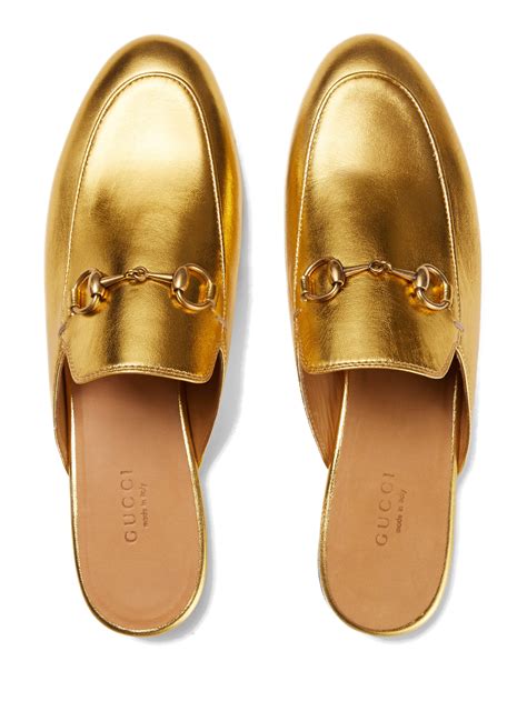 Gucci Princetown Metallic Loafer In Gold Lyst