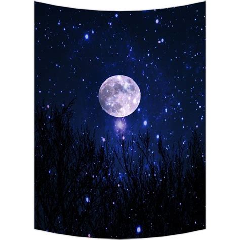 Gckg Starry Night Moon Stars Blue Sky Wall Art Tapestries Home Decor