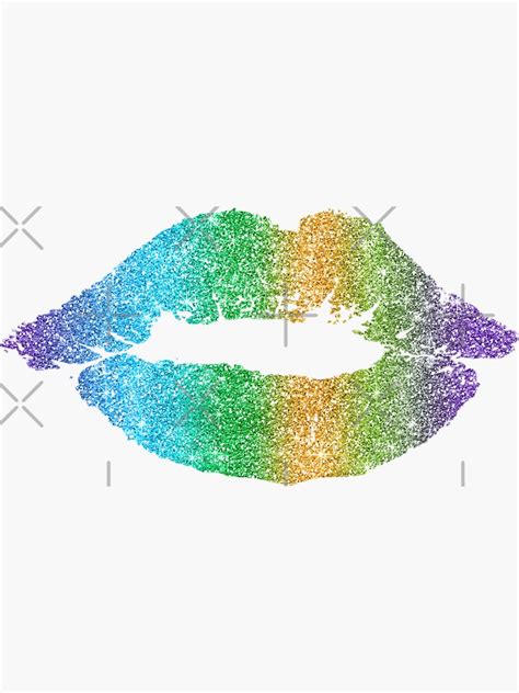 Pride Rainbow Glitter Lips Mouth Sticker By Colorflowart Redbubble