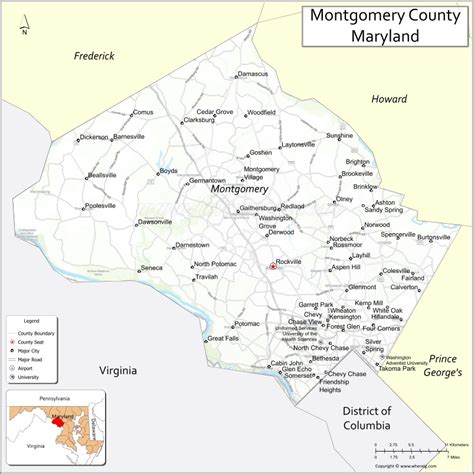 Map Of Montgomery County Maryland Showing Cities Highways And Important