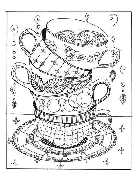 Search through 52031 colorings, dot to dots, tutorials and silhouettes. 5 teacup stack | Printable adult coloring pages, Coloring ...