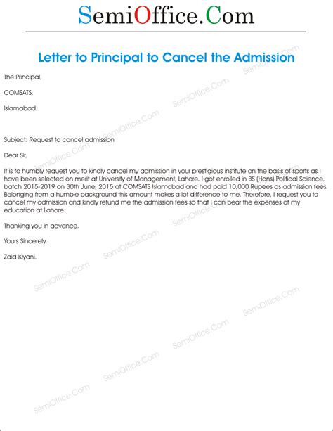 Sample Letter Withdrawal From University Due To Financial Problems