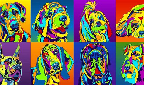 Rainbow Dog Canvas Prints 100 Colorful Dog Breed Artworks Dog Pop