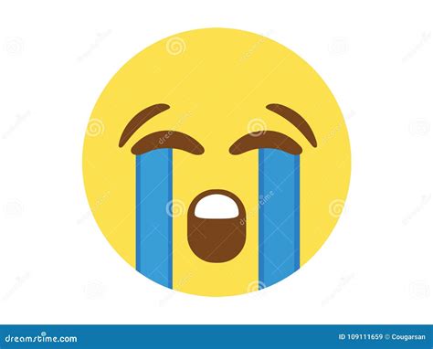 Isolated Yellow Unhappy Face With Crying Tear Icon Stock Vector