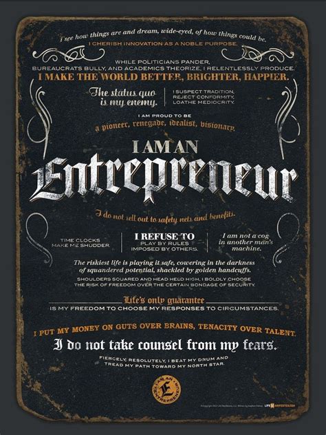 Entrepreneur Manifesto 18 X 24 Poster Entrepreneurial Quotes