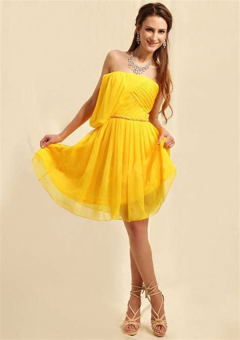 cocktail dresses a line yellow knee length chiffon cocktail dress a unique product by
