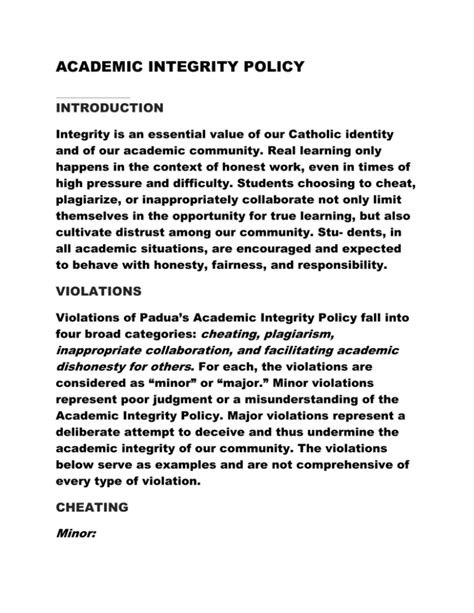 Academic Integrity Policy