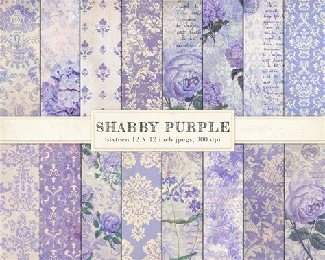 Vintage Purple Digital Paper Purple Shabby Chic Purple Etsy Uk