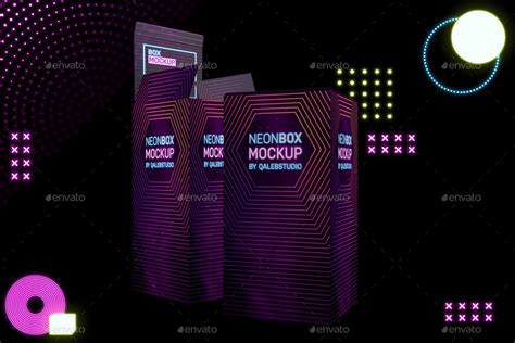 Download Neon Rectangle Box Mockup by QalebStudio | GraphicRiver