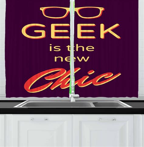 Geek Curtains 2 Panels Set Typography Art Motivational Geek Quote For