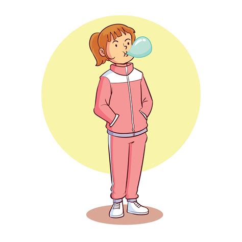 Little Girl Blowing Bubble Gum 20443286 Vector Art At Vecteezy