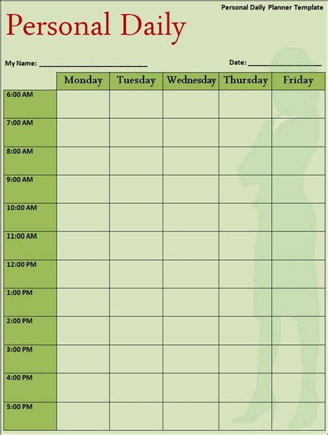 daily planner template  words templates
