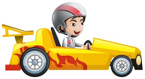 Boy In Yellow Racing Car 357497 Vector Art At Vecteezy