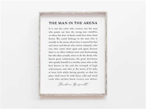 The Man In The Arena Printable Inspirational Quote Office Etsy Printable Inspirational