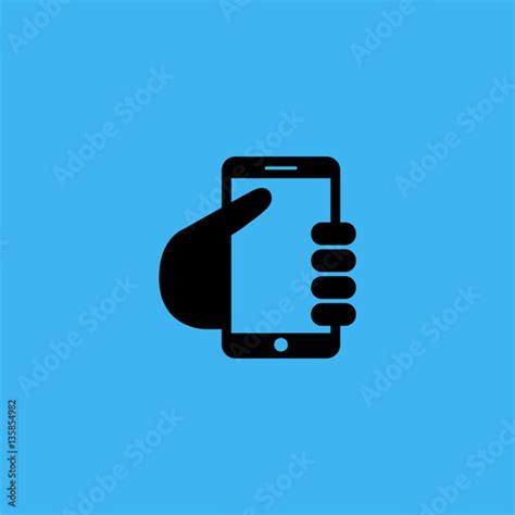 Mobile Phone In Hand Icon Flat Design Stock Image And Royalty Free