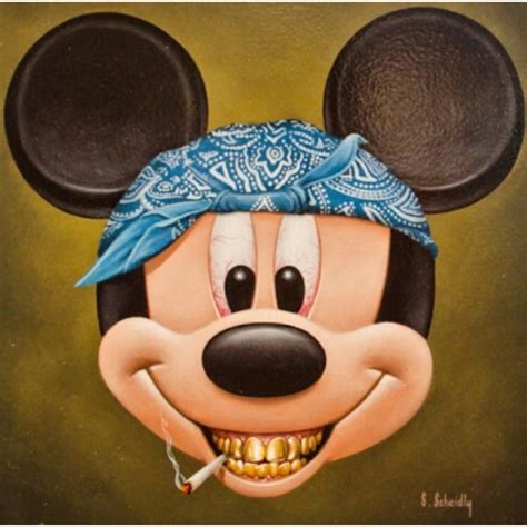 Gangster Mickey Mouse Painting Low Brow Art Mickey Mouse Art