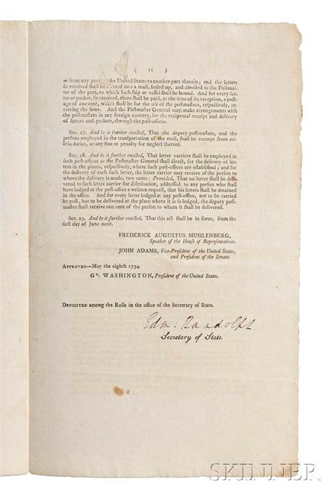 Sold At Auction United States Second Congress 1st Session 1791 1792