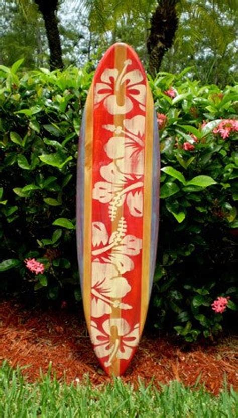 Vintage Red Surfboard Wall Art Solid Wood Surf Decor Etsy France